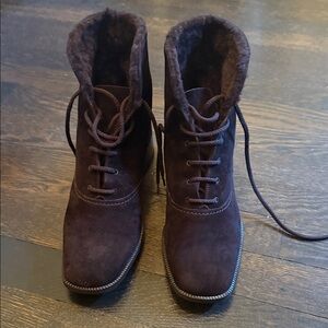 Women's Lace Up Boots in Dark Brown